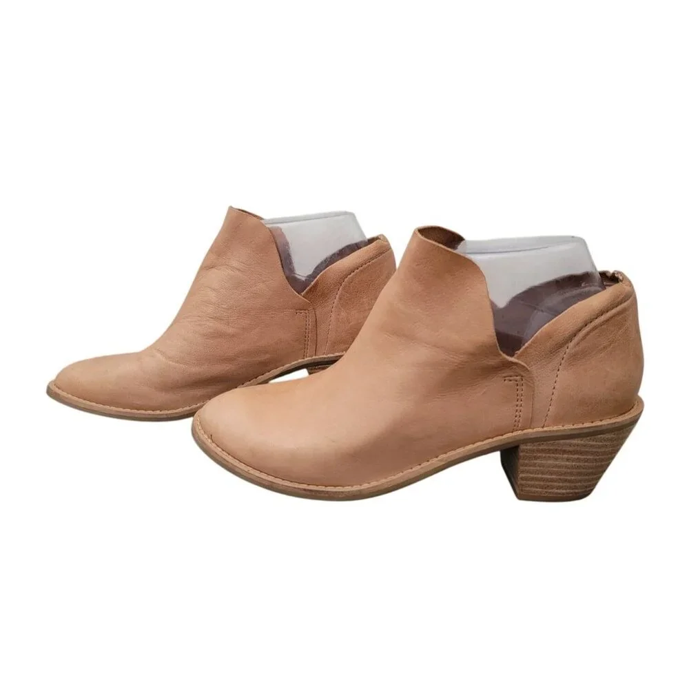 Anthropologie Kelsi Dagger Brooklyn Kenmare Tan Genuine Leather Angle Bootie  6 - Picture 4 of 9